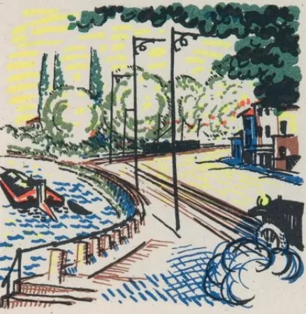 Livro Ilustrado Laboureur - Promenade avec Gabrielle. Texte et images lithographiés en couleurs par Jean Giraudoux et Jean-Emile Laboureur.