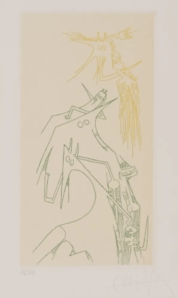 Gravura Lam - Composición Surrealista