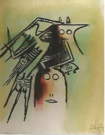 Litografia Lam - Elle, casquee