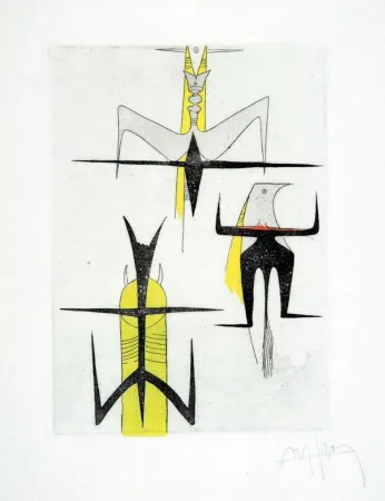 Água-Forte E Água-Tinta Lam - PAROLES PEINTES (1959) 10 gravures originales de Max Ernst, Jacques Hérold, Wifredo Lam, Sébastian Matta et DorotheaTanning. Poèmes d’Alain Bosquet.