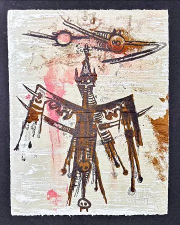 Litografia Lam - Wifredo Lam (1902-1982) - Untitled - Color lithograph - 1970