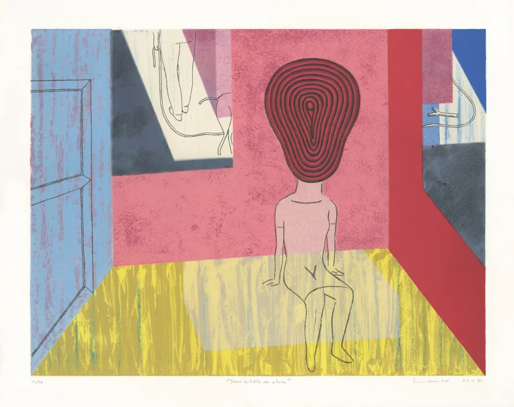 Litografia Lambé - Dans la tête du chien