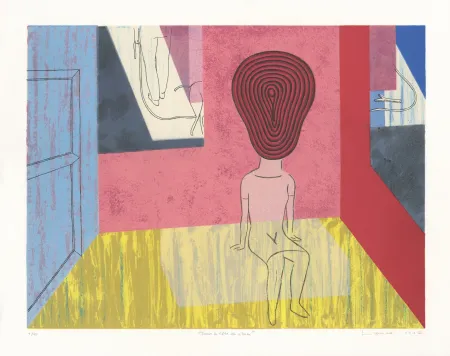 Litografia Lambé - Dans la tête du chien