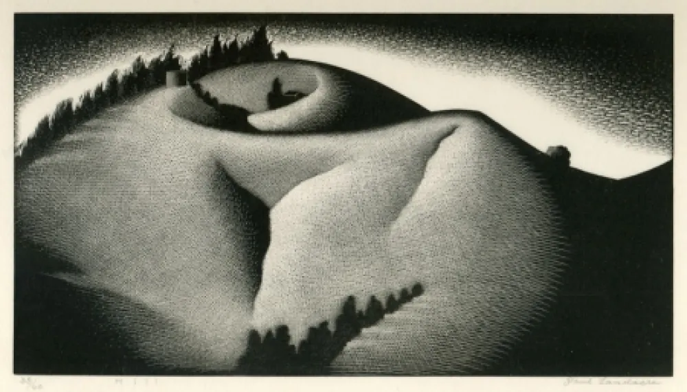 Xilogravura Landacre - Hill