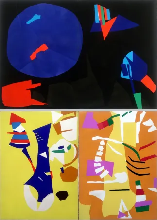 Estêncil Lanskoy - CORTÈGE. Pochoirs originaux n° 11, 12 double et n°13 (1959)