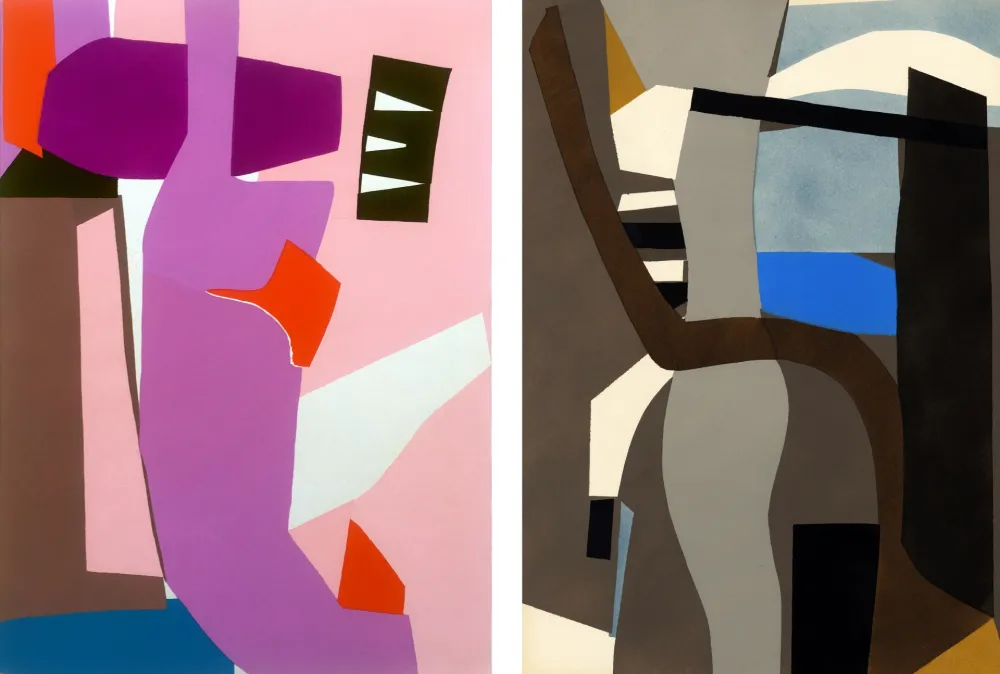 Estêncil Lanskoy - CORTÈGE. Pochoirs originaux n° 16 et 17 (1959)