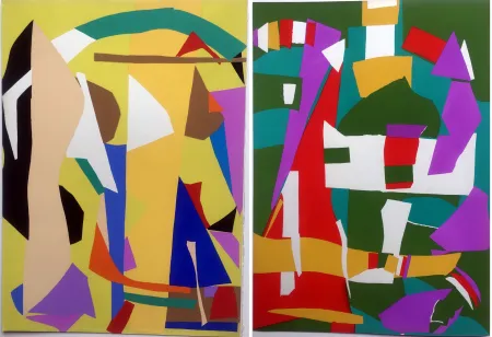 Estêncil Lanskoy - CORTÈGE. Pochoirs originaux n° 7 et n° 8 (1959)