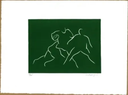 Linogravura Larregui - RUGBY