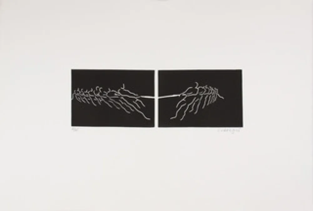 Linogravura Larregui - TIR A LA CORDE