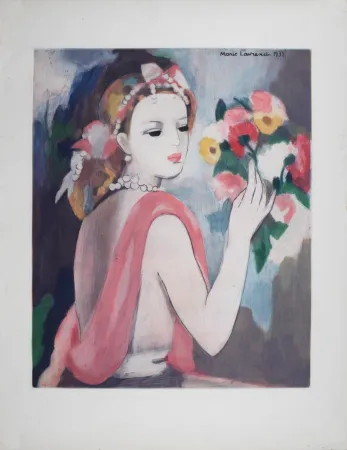Água-Forte Laurencin - Jeune femme au bouquet, circa 1980