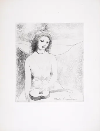 Água-Forte Laurencin - Jeune fille à la guitare, 1946
