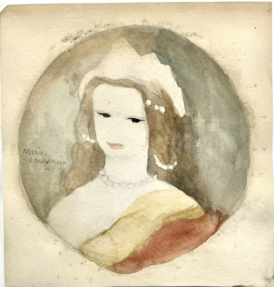 Sem Técnica Laurencin - La jeune fille au collier, vers 1940