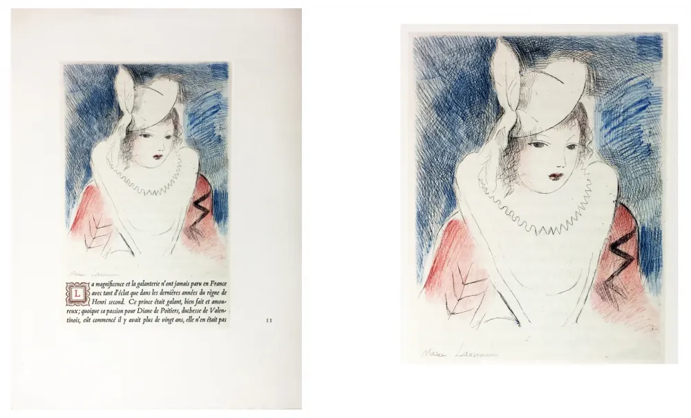Água-Forte Laurencin - LA PRINCESSE DE CLÈVES (Pl. II signée au crayon). 1947