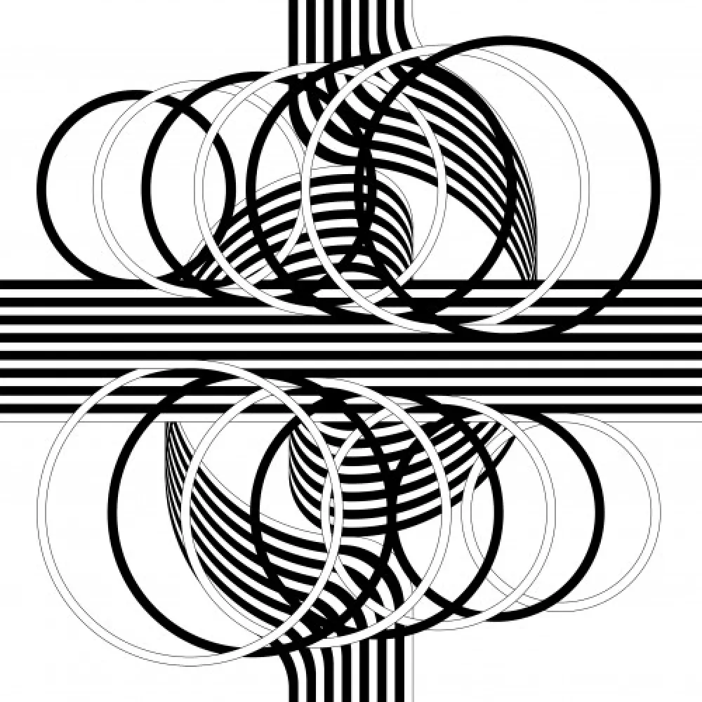 Litografia Le Parc - Larga marcha, 4 bifurcaciones, 14