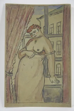 Sem Técnica Lébédeff  - Jean Lébédeff (1884-1972). Femme à la fenêtre. Encre et aquarelle.
