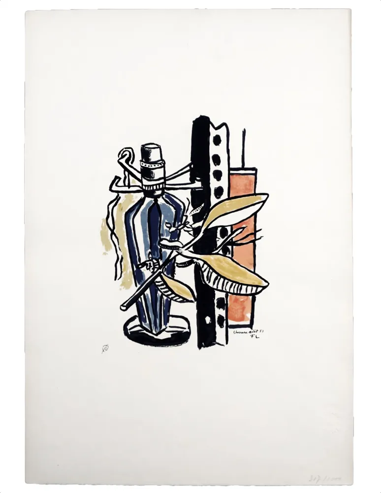 Serigrafia Leger - Composition a la bouteille bleue