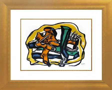 Litografia Leger - Composition sur fond Jaune