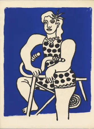 Litografia Leger - CYCLISTE SUR FOND BLEU (LE CIRQUE 1950)