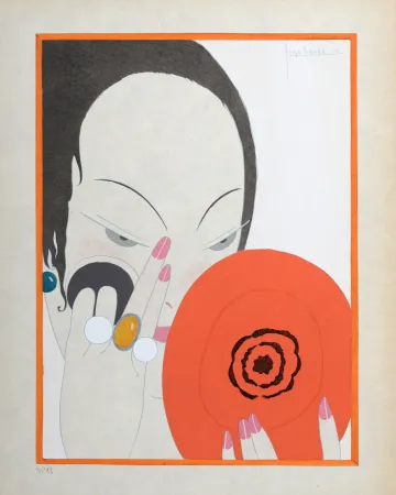 Estêncil Lepape - La femme au Miroir rouge,  C. 1914 