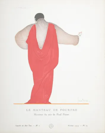 Estêncil Lepape - Le Manteau de pourpre, Manteau du soir de Paul Poiret, 1914