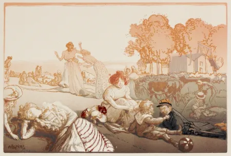Xilogravura Lepere - Sonntag vor den Thoren von Paris  (Bucolique moderne)
