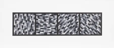Linogravura Lewitt - Broken Gray Bands in Four Directions