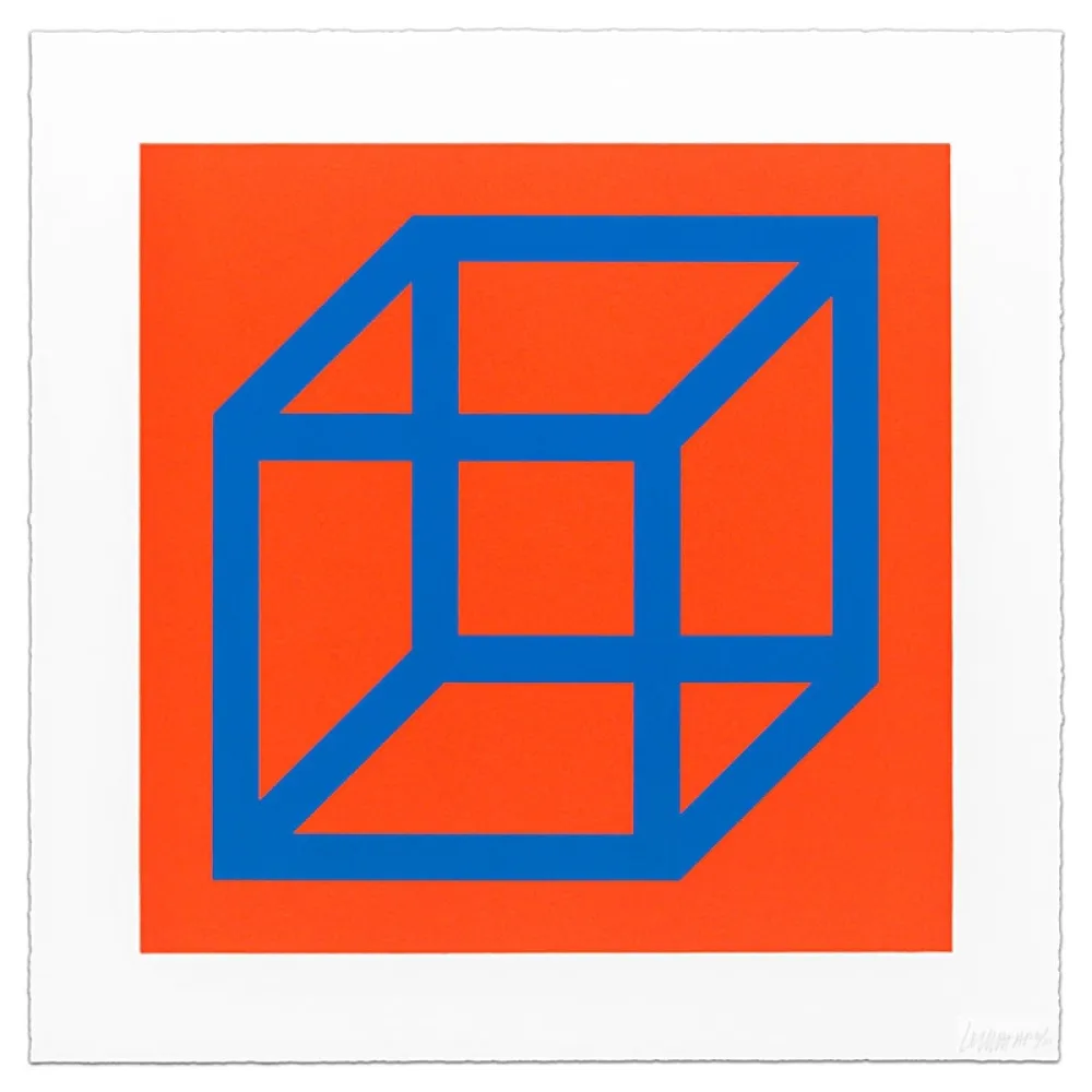 Linogravura Lewitt - Cubes in Color on Color