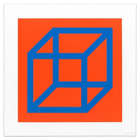 Linogravura Lewitt - Cubes in Color on Color