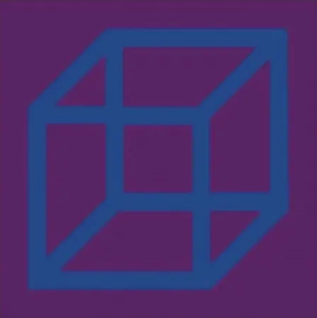 Linogravura Lewitt - Cubes in Color on Color (Purple/Blue)