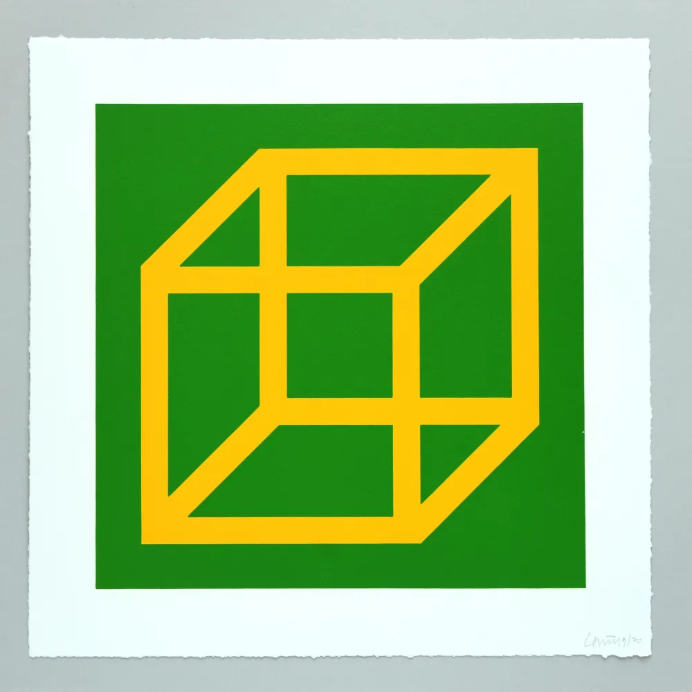 Linogravura Lewitt - Open Cube in Color on Color Plate 08