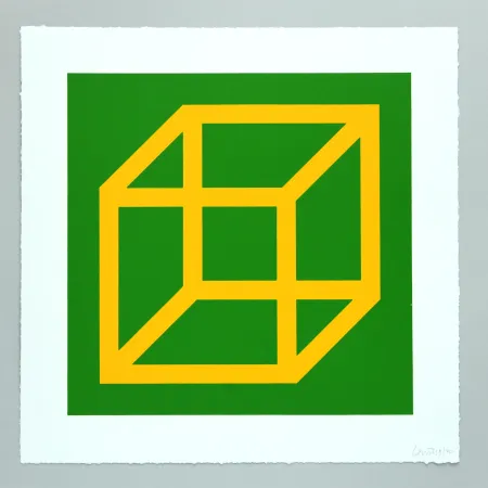 Linogravura Lewitt - Open Cube in Color on Color Plate 08