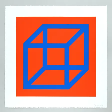 Linogravura Lewitt - Open Cube in Color on Color Plate 11