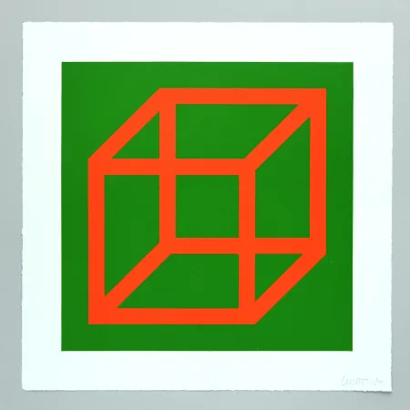 Linogravura Lewitt - Open Cube in Color on Color Plate 16