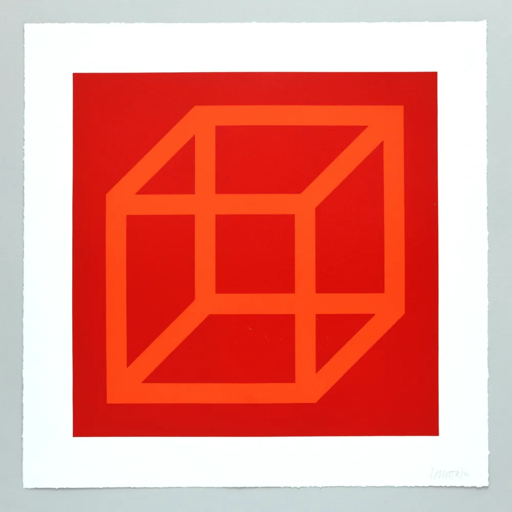 Linogravura Lewitt - Open Cube in Color on Color Plate 18