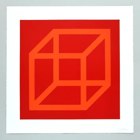 Linogravura Lewitt - Open Cube in Color on Color Plate 18