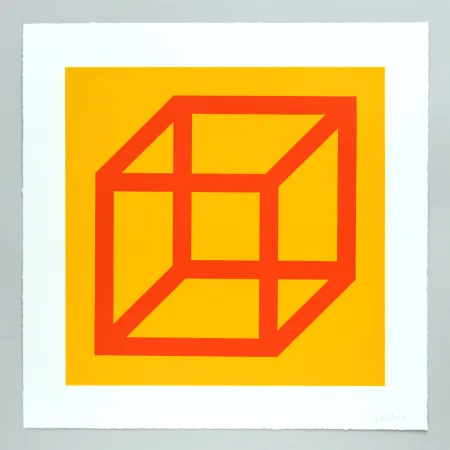 Linogravura Lewitt - Open Cube in Color on Color Plate 19