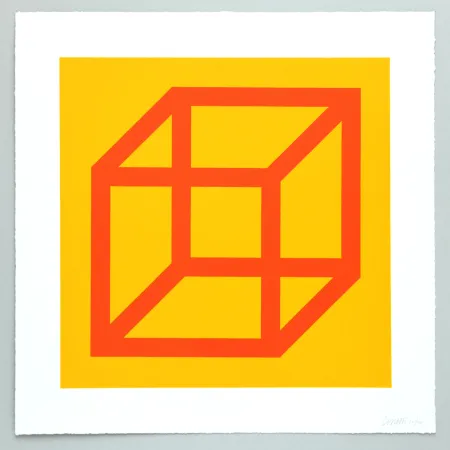 Linogravura Lewitt - Open Cube in Color on Color Plate 19