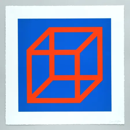 Linogravura Lewitt - Open Cube in Color on Color Plate 20