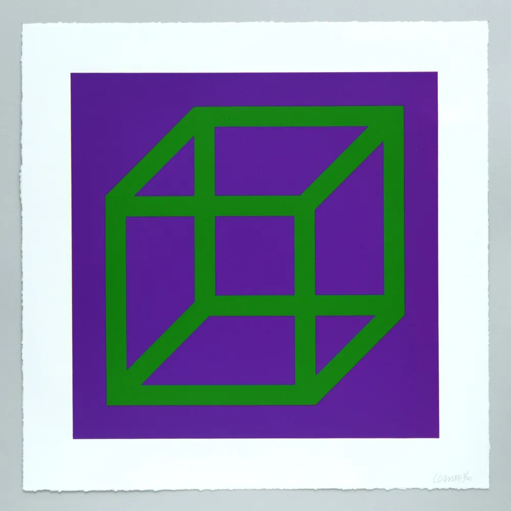 Linogravura Lewitt - Open Cube in Color on Color Plate 21