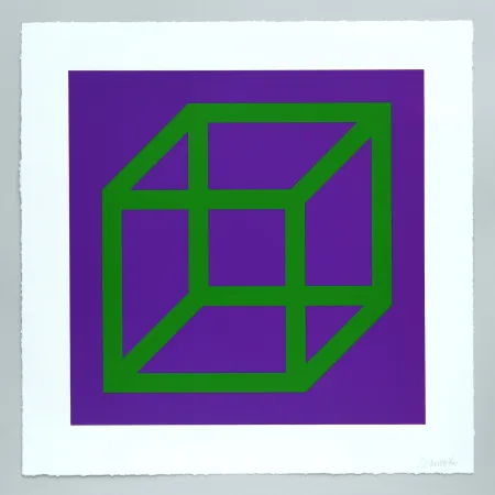 Linogravura Lewitt - Open Cube in Color on Color Plate 21