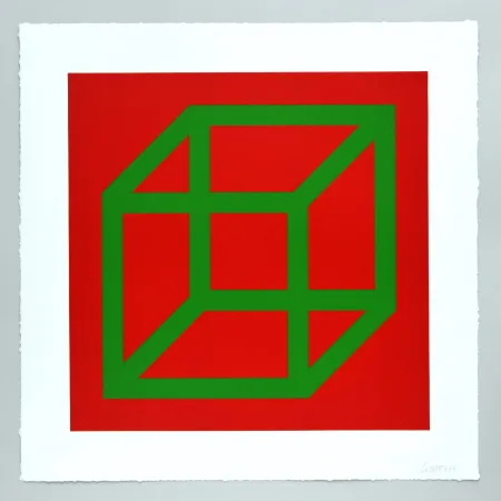 Linogravura Lewitt - Open Cube in Color on Color Plate 22
