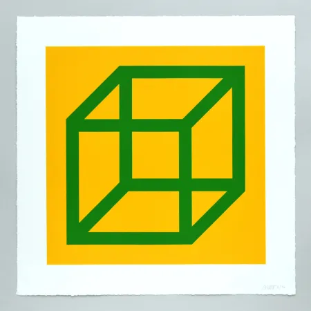 Linogravura Lewitt - Open Cube in Color on Color Plate 23