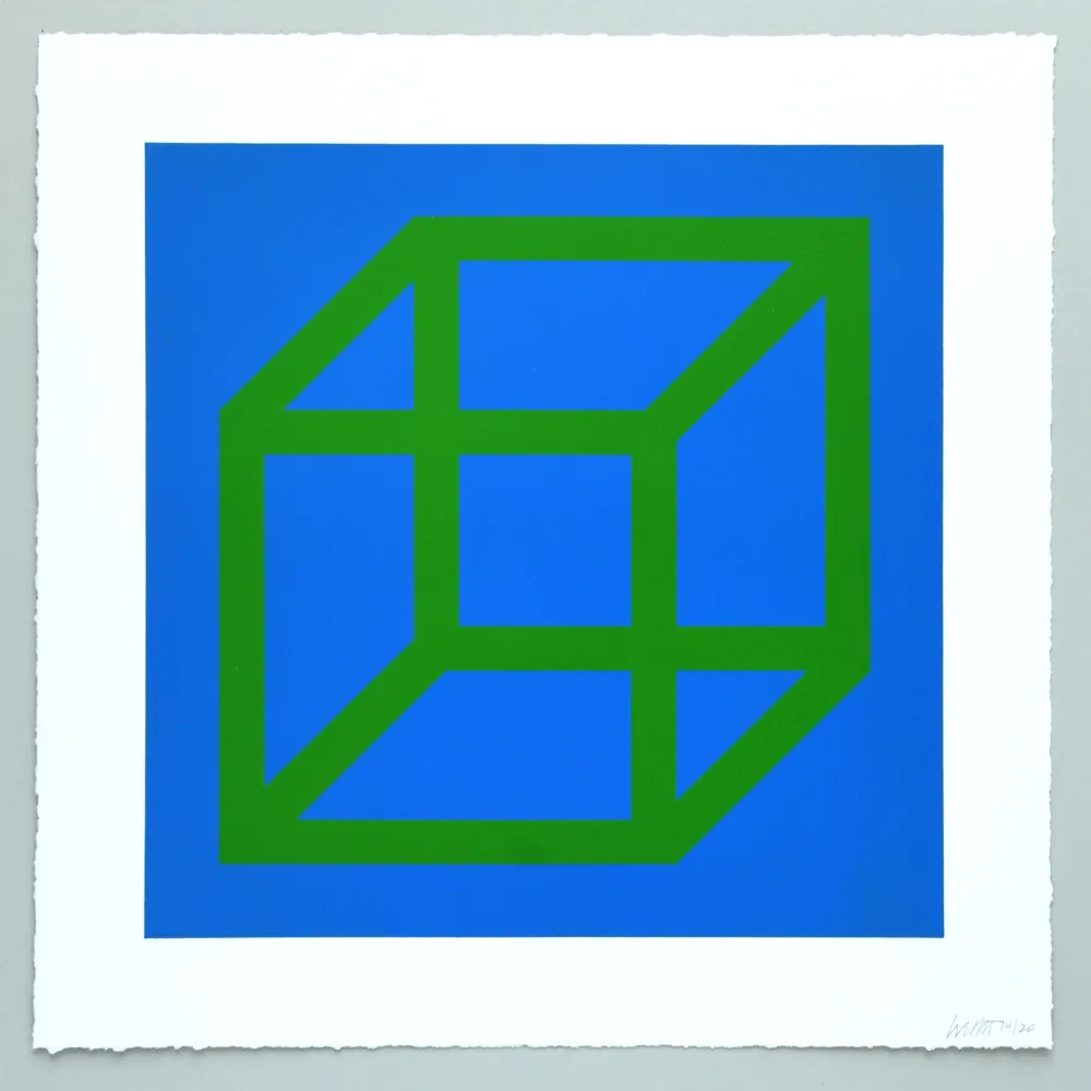 Linogravura Lewitt - Open Cube in Color on Color Plate 24
