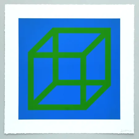Linogravura Lewitt - Open Cube in Color on Color Plate 24