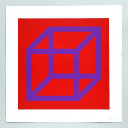 Linogravura Lewitt - Open Cube in Color on Color Plate 26