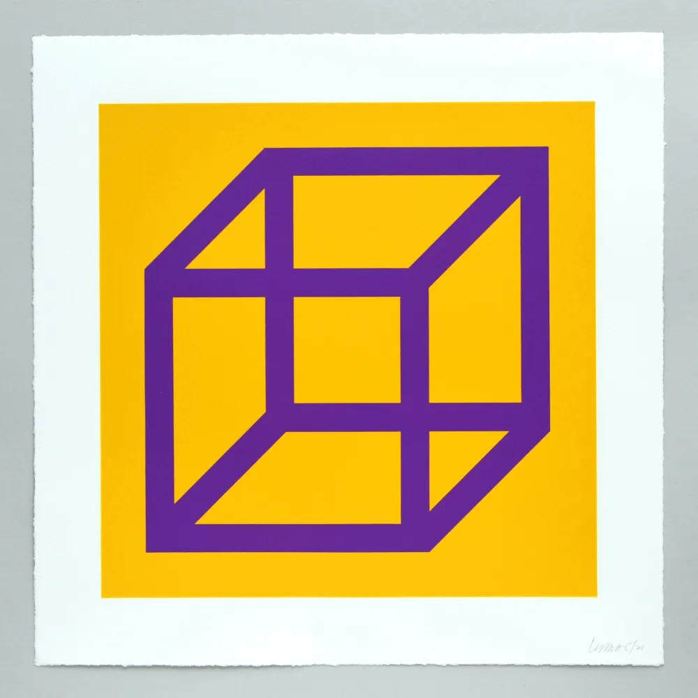 Linogravura Lewitt - Open Cube in Color on Color Plate 27