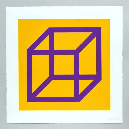 Linogravura Lewitt - Open Cube in Color on Color Plate 27