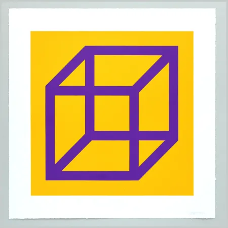 Linogravura Lewitt - Open Cube in Color on Color Plate 27