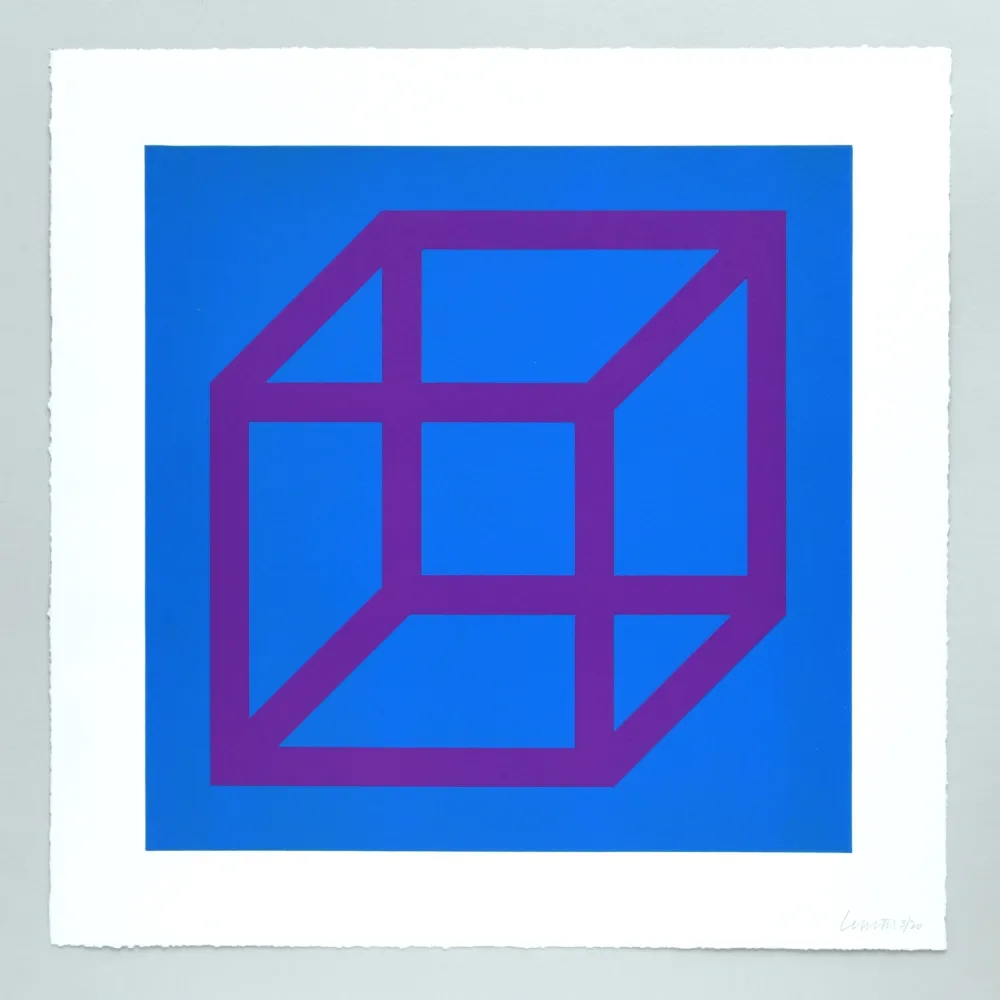 Linogravura Lewitt - Open Cube in Color on Color Plate 28
