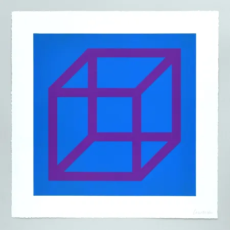 Linogravura Lewitt - Open Cube in Color on Color Plate 28